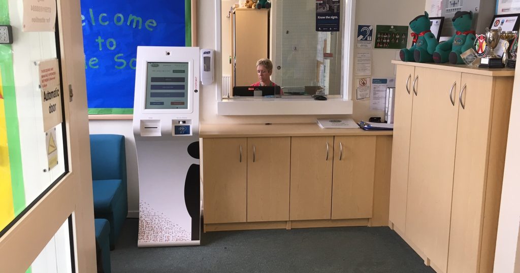 Visitor Management VisiPoint Kiosk at Gibside School Reception
