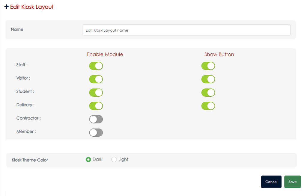 VisiPoint Kiosk Layout Settings 4.0