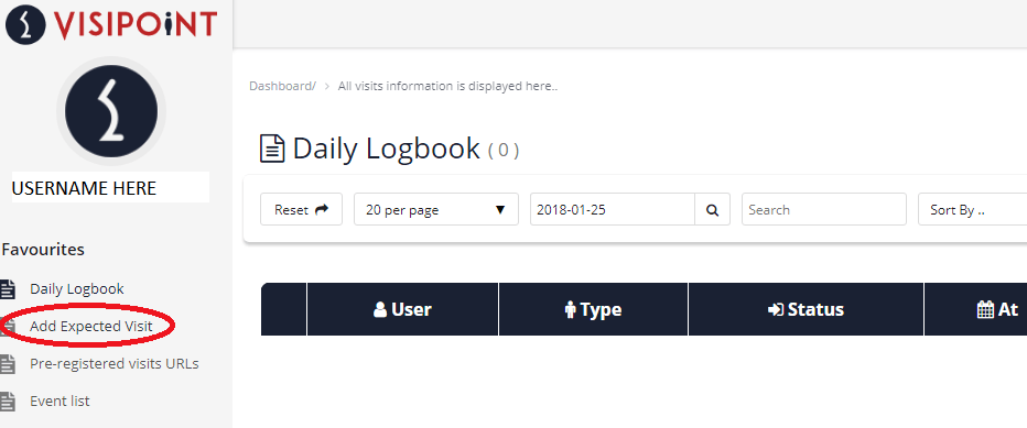 VisiPoint Add Expected Visit - Staff