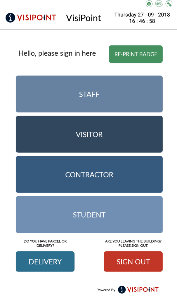 VisiPoint Default Sign-In Screen Home