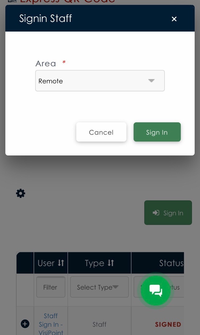 VisiPoint Remote Staff Sign-In From Mobile