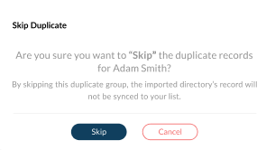 Integration skip duplicate