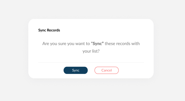 Confirm sync records