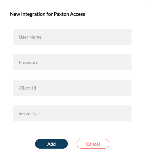 Add your Paxton details to integrate with Paxton access