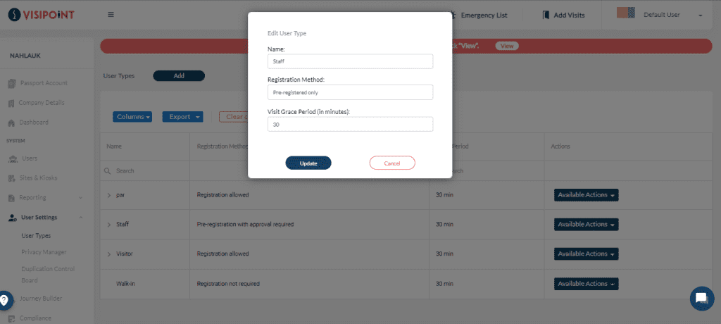 Adding a registration method to an existing user type