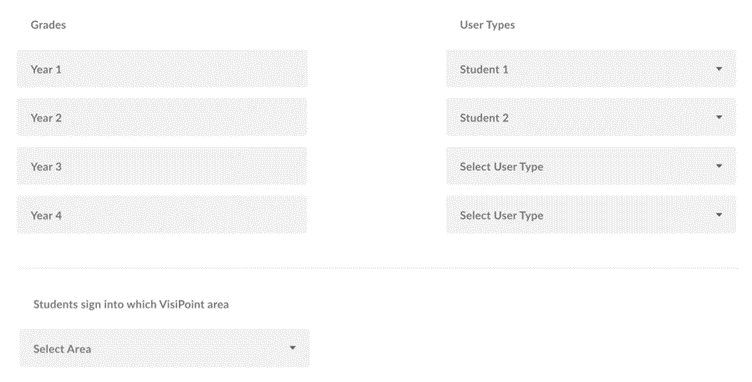 Grades to mapped to user types in VisiPoint