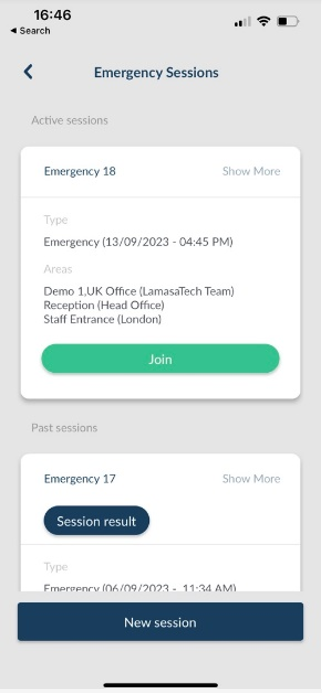 Join an existing emergency session on the VisiPoint app