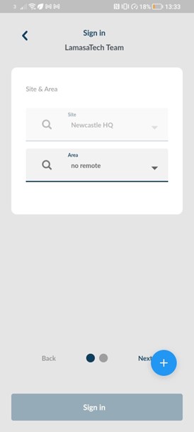 Screenshot of sign-in procedure on App