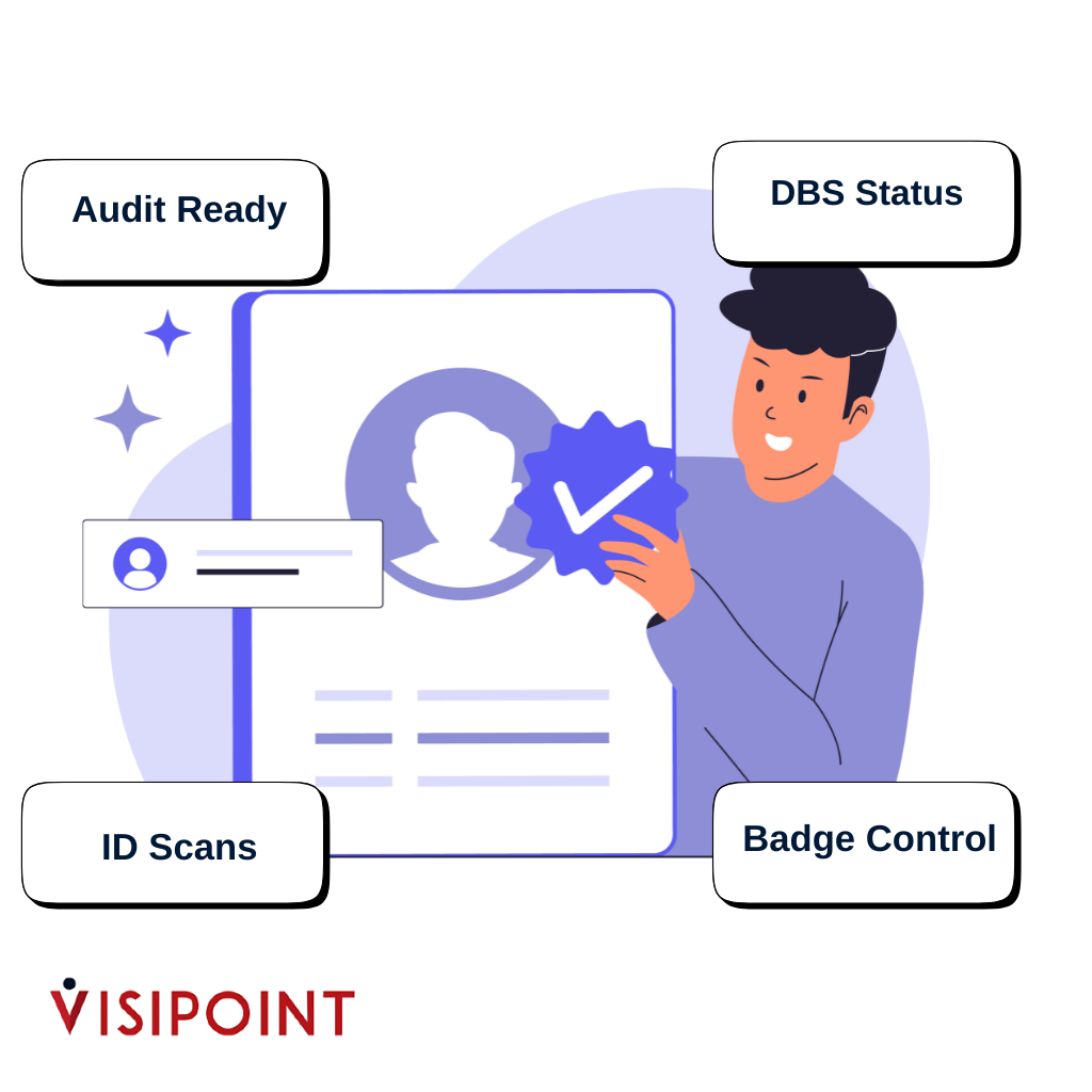 How can a school VMS track and log mandatory DBS or background checks for all contractors and supply staff? 