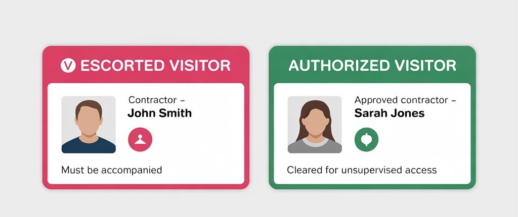  VMS differentiate the access and screening for escorted